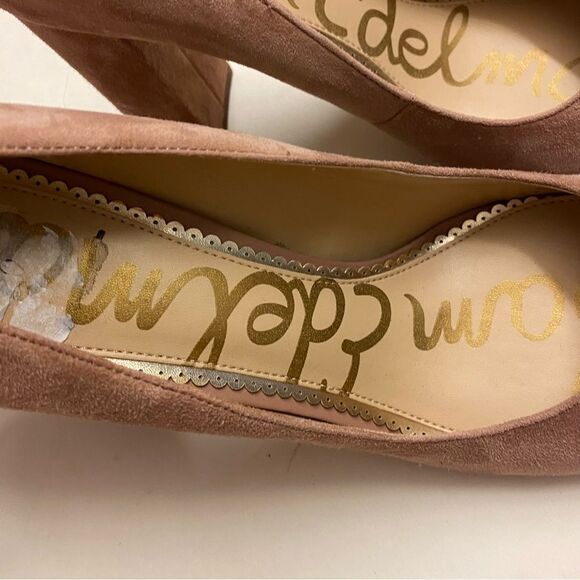 Sam Edelman Stillson Pump shoe blush pink Suede round toe block heel 8.5 New - Picture 8 of 13